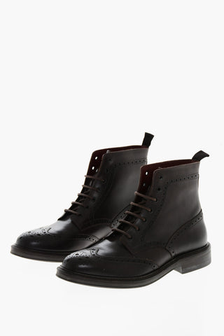 Stivaletti Derby Brogues in Pelle 