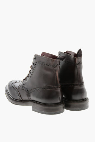 Stivaletti Derby Brogues in Pelle 