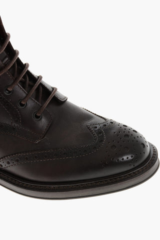 Stivaletti Derby Brogues in Pelle 