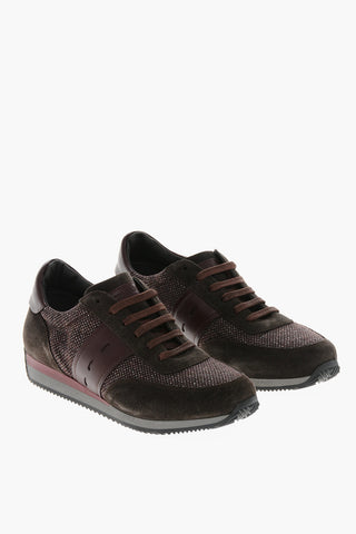 ID Leather and Fabric Low-Top Sneakers with Suede Details