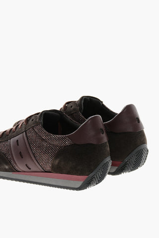 ID Leather and Fabric Low-Top Sneakers with Suede Details