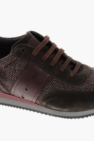 ID Leather and Fabric Low-Top Sneakers with Suede Details