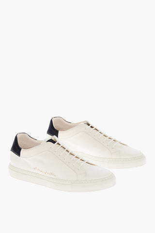 Leather Low Top Sneakers with Suede Details