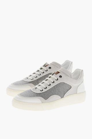 Leather and Fabric Low-Top Sneakers