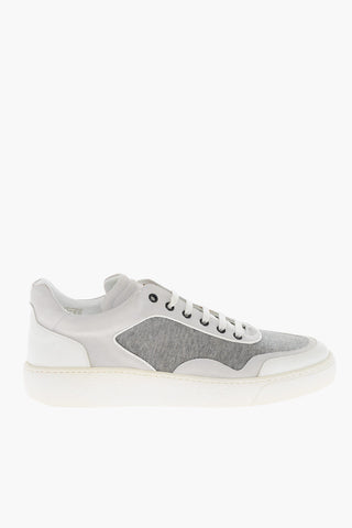 Leather and Fabric Low-Top Sneakers