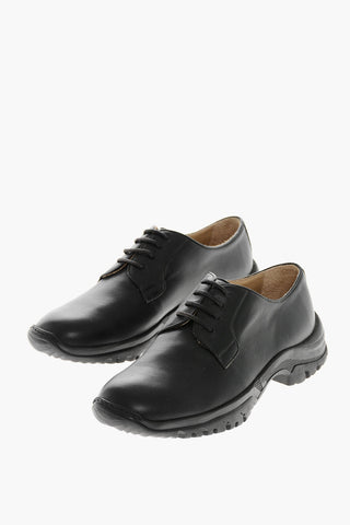 CC COLLECTION Solid Color Leather Derby Shoes