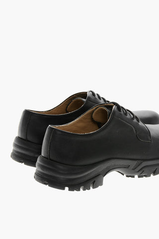 CC COLLECTION Solid Color Leather Derby Shoes