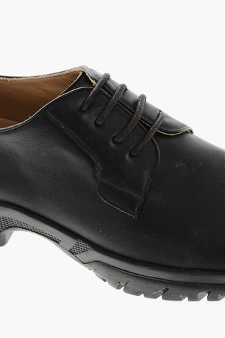 CC COLLECTION Solid Color Leather Derby Shoes