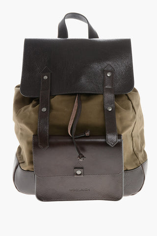 Canvas Backpack with Textured Leather Details