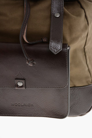 Canvas Backpack with Textured Leather Details