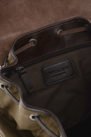 Canvas Backpack with Textured Leather Details