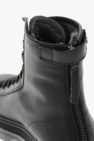 Schnürstiefeletten MILITARY aus genarbtem Leder mit Vibram-Sohle