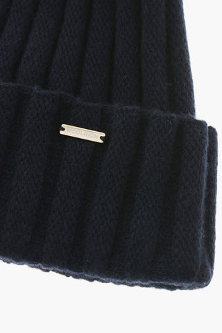 Cashmere Blend Beanie with Fur PomPom