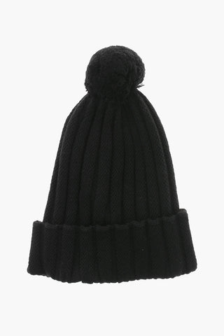 Cappello Beanie in Lana a Coste con PomPon