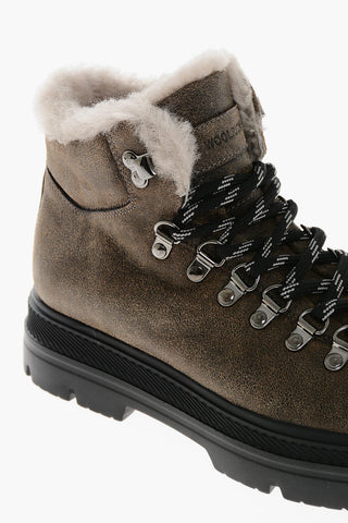 Leather HIKING Booties with Shearling Lining