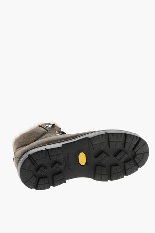 Leather HIKING Booties with Shearling Lining
