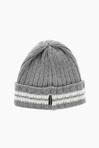 Cappello Beanie in Lana con Dettaglio a Righe