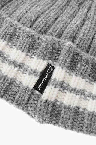 Cappello Beanie in Lana con Dettaglio a Righe