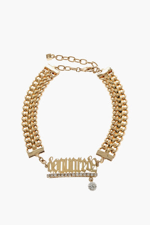 Choker Logato in Ottone con Strass