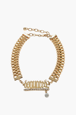 Brass Logoed Choker with Rhinestones