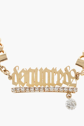 Brass Logoed Choker with Rhinestones
