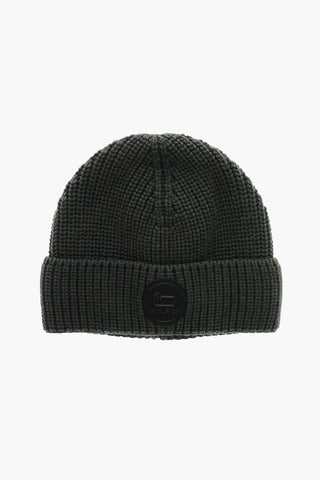 Virgin Wool Beanie with Front Logo Patch