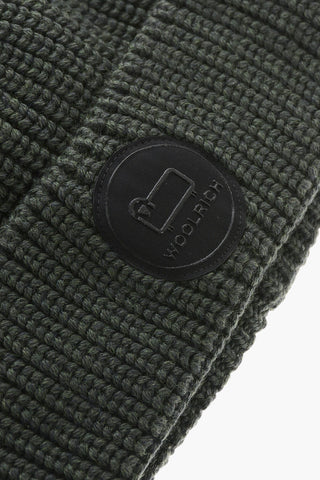 Virgin Wool Beanie with Front Logo Patch