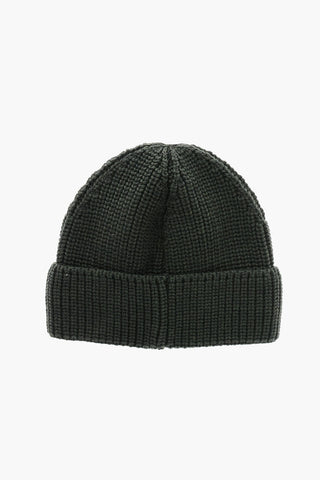 Virgin Wool Beanie with Front Logo Patch