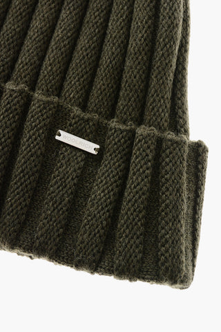 Ribbed Wool Beanie with PomPom