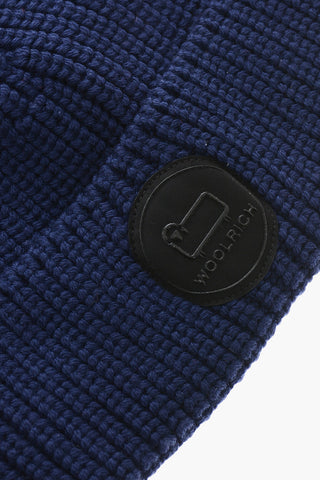 Cappello Beanie in Lana Vergine con Patch Logo Frontale