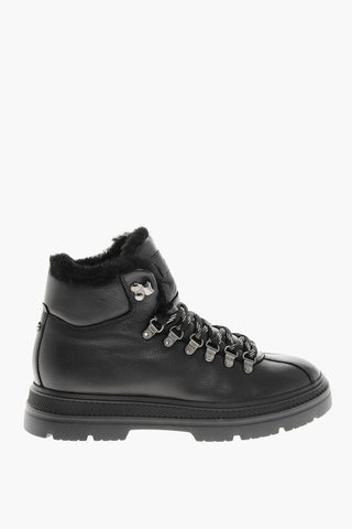 Leather HIKING Booties with Shearling Lining