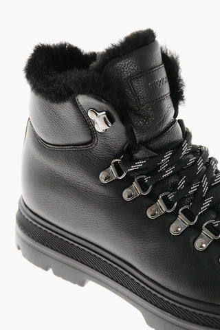 Leather HIKING Booties with Shearling Lining