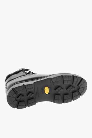 Leather HIKING Booties with Shearling Lining