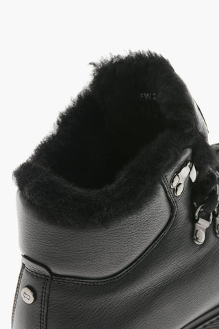 Leather HIKING Booties with Shearling Lining