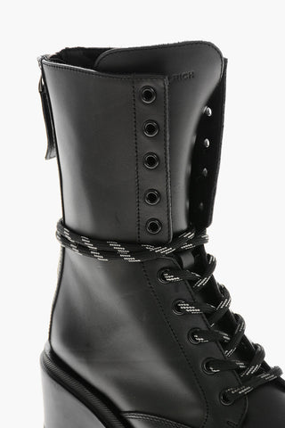 Leather Mid Combat Boots with 7cm Lug Sole