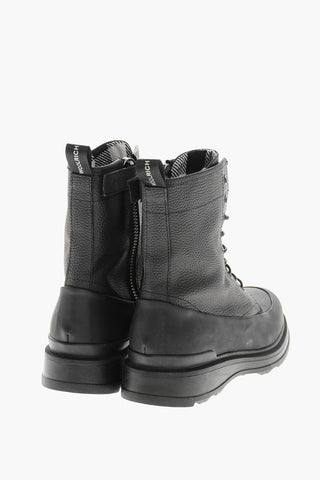 Textured Leather CITY Combat Booties with Inner Zip
