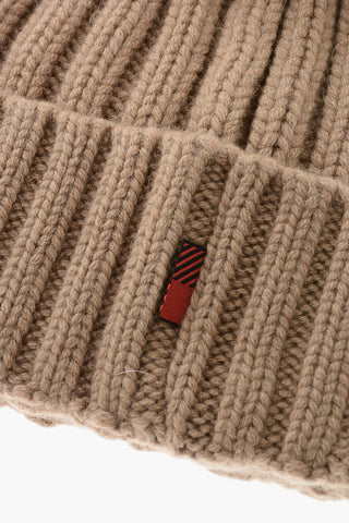 Cashmere Blend Beanie with Fur PomPom