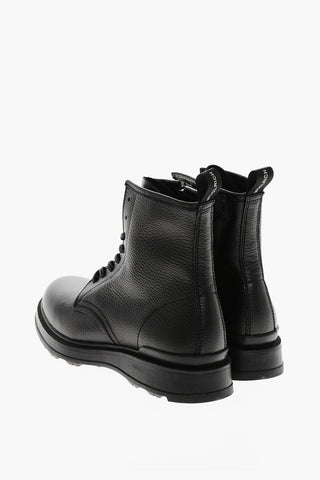 Anfibi WORK in Pelle Martellata con Zip Interna