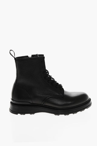 Anfibi WORK in Pelle Martellata con Zip Interna