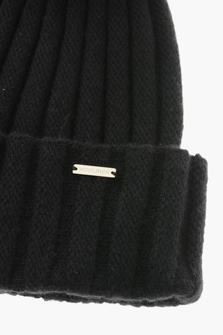 Cashmere Blend Beanie with Fur PomPom
