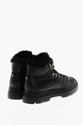 Leather HIKING Booties with Shearling Lining