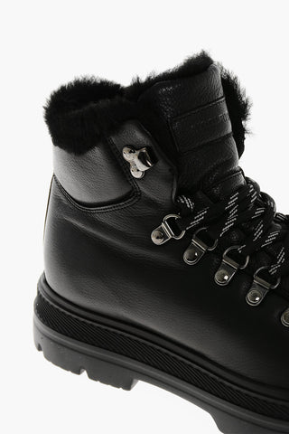 Leather HIKING Booties with Shearling Lining