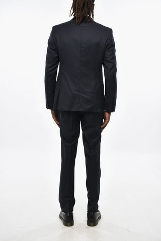 Three-Piece Virgin Wool Suit with Double Vents, Peak Lapel and Waistcoat