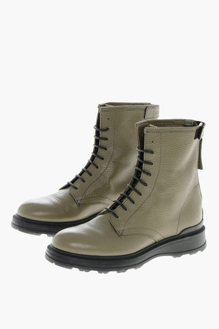 Anfibi in Pelle Martellata con Zip Posteriore