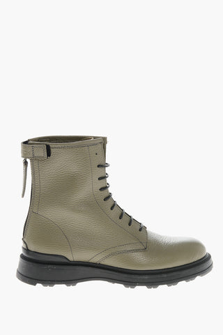 Anfibi in Pelle Martellata con Zip Posteriore