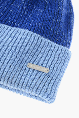 투톤 울혼방 비니 폼폼 장식