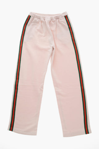 Joggers in Cotone Garzato con Elastico in Vita e Banda Laterale a Contrasto