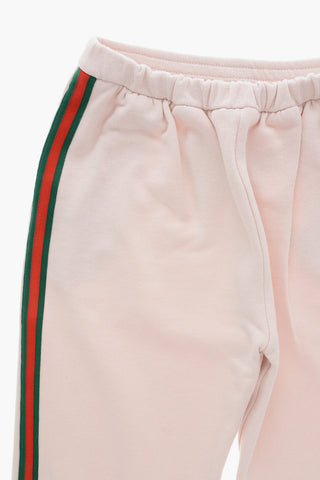 Joggers in Cotone Garzato con Elastico in Vita e Banda Laterale a Contrasto