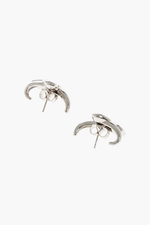 Metal Earrings with Heart-Shaped Jewels