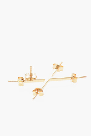Single Silver Earring Gold-Tone X-Shaped